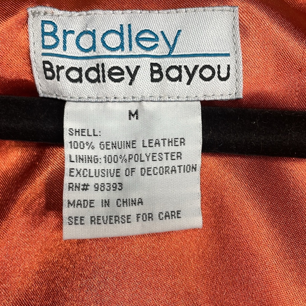 %100 GENUINE LEATHER Bradley Bayou leather jacket orange with stud size medium - Picture 4 of 11